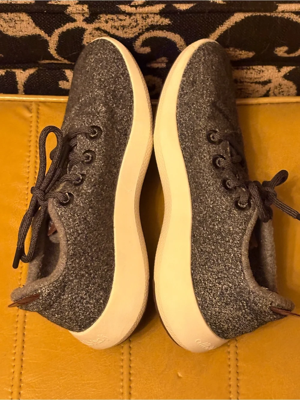 Gray Wool Knit Lace-Up Sneakers